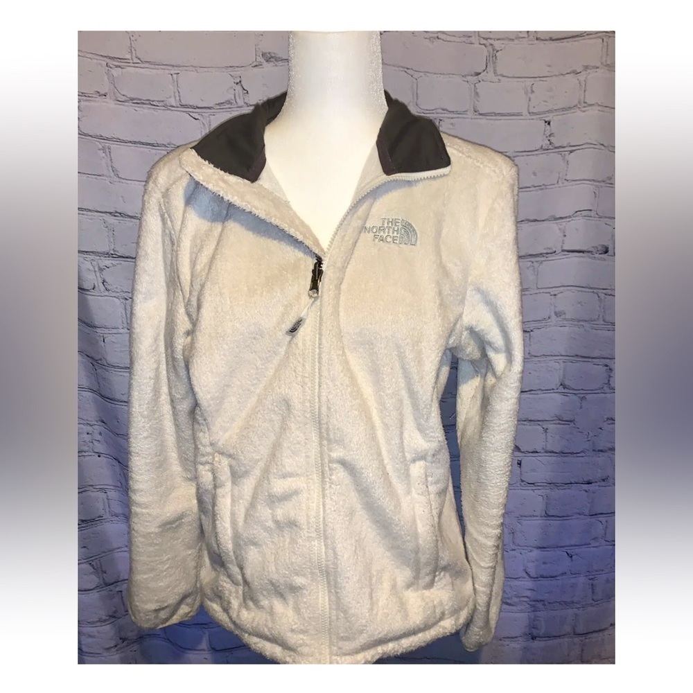 The North Face Osito Jacket Women’s Size Medium White Fuzzy Fleece Full Zip